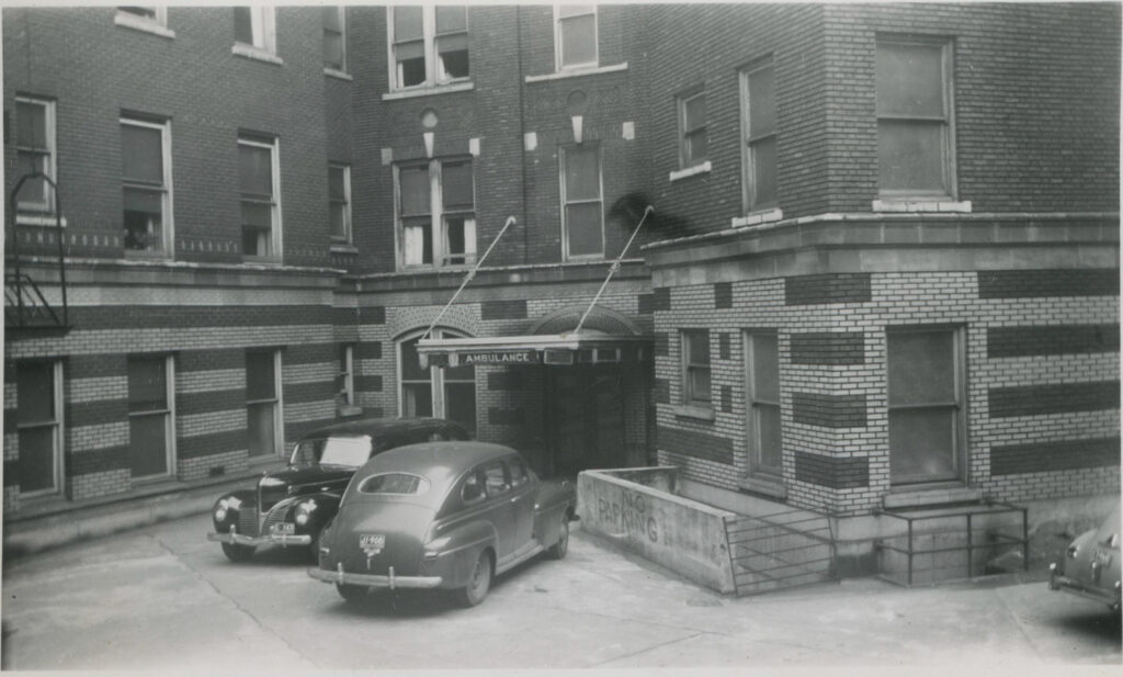 St. Paul's Hospital's ambulance bay in 1948.