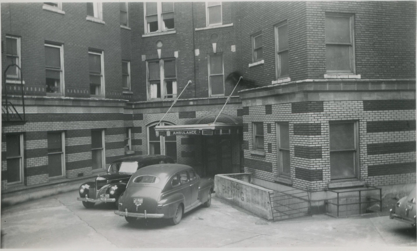 St. Paul's Hospital's ambulance bay in 1948.