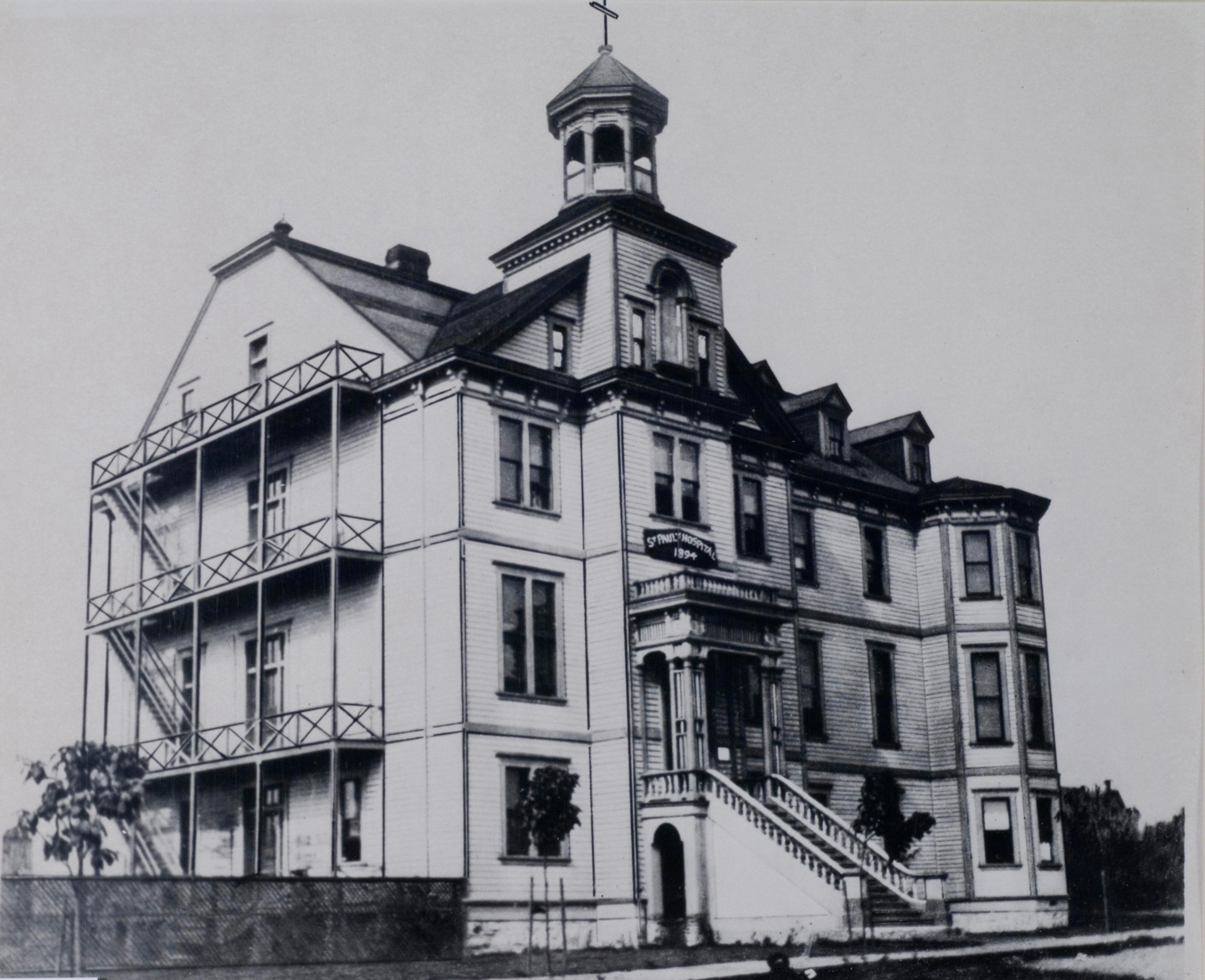 Exterior of St. Paul's Hospital in 1894.