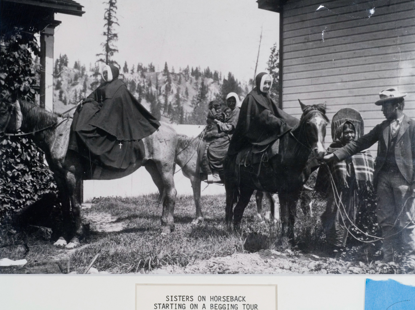 Sisters of Providence on horseback on a fundraising trip in the 1890s.